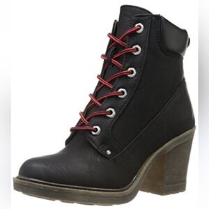 Dirty Laundry Black Platform Lace-Up Boot with Red Accent Laces